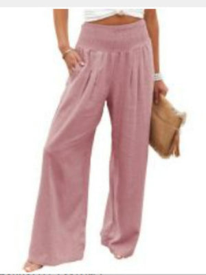 Cotton Blend Wide Leg Pocket Hit Pants
