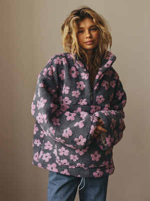 Fleece Flowers Keep Warm Pocket Sweatshirts&Hoodies