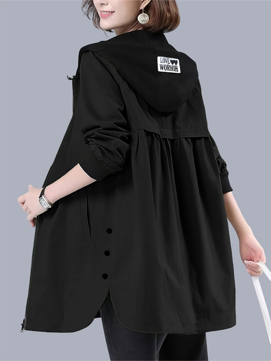 Zipper Version Leisure Outdoor Drawstring Windproof Hooded Windbreaker