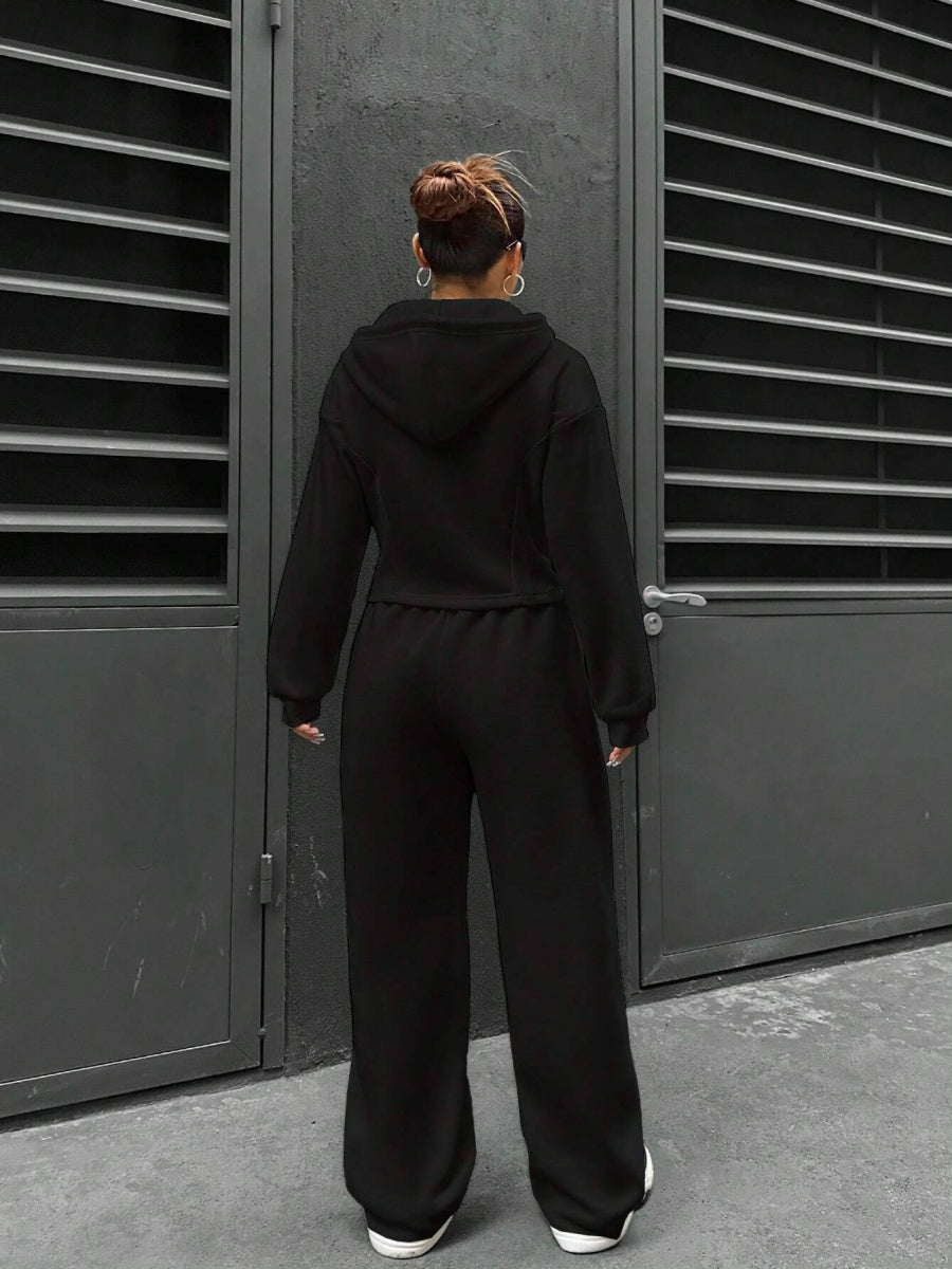 Sports And Leisure Zipper Hooded 2-piece Sets