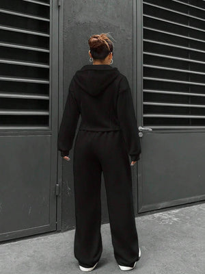Sports And Leisure Zipper Hooded 2-piece Sets