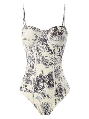 One-piece Swimsuit, Tight-fitting And Slimming, Retro-style Strappy