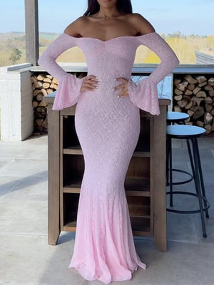 Lace Off-shoulder Long Dress