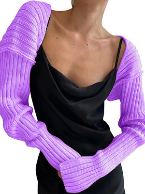 Knitted Long-Sleeve Cropped Top
