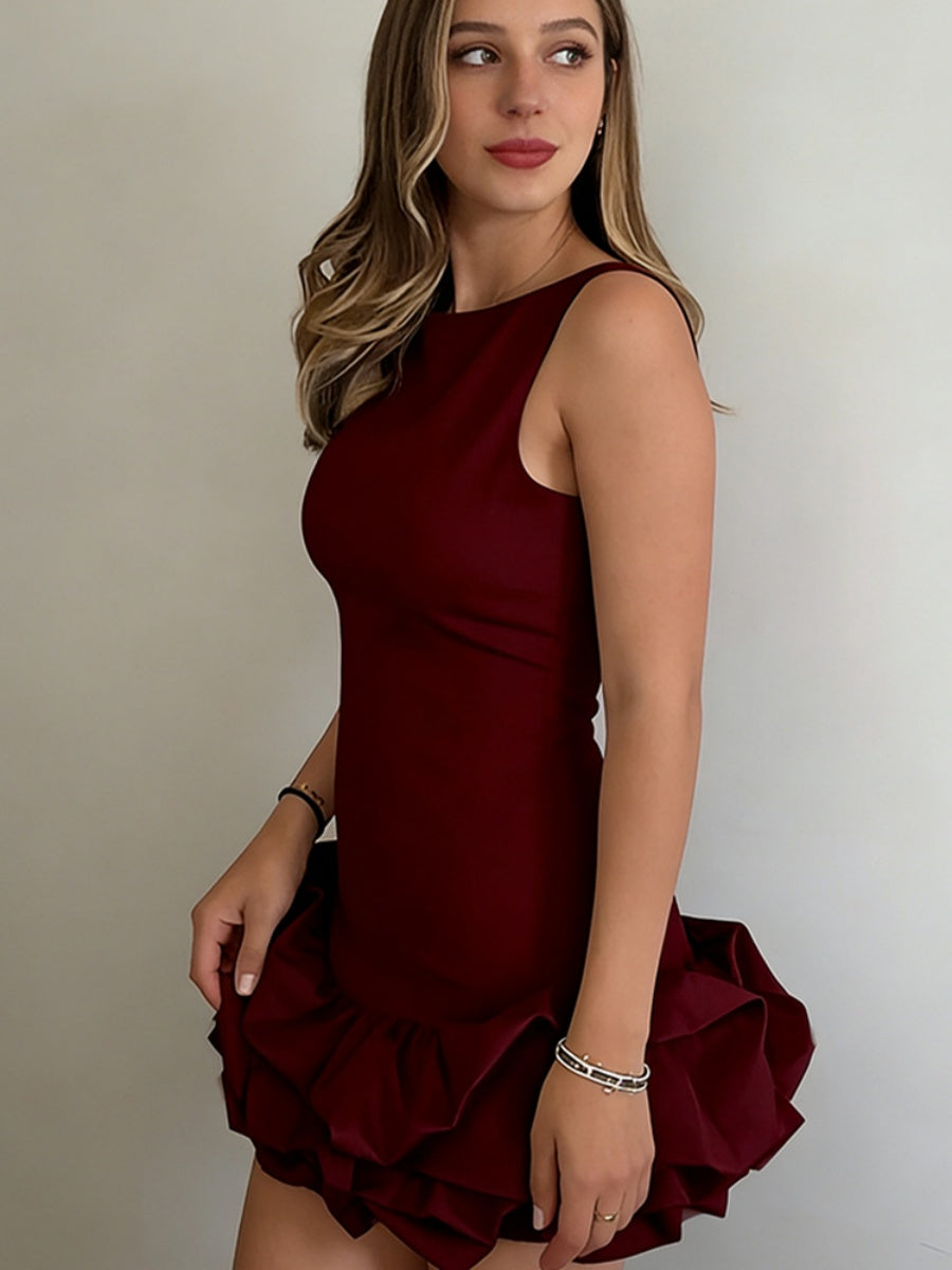 Wood Ear Splicing Flower Bud Skirt Mini&Short Dresses