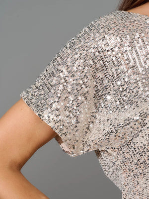 Sequins Short Sleeve Leisure Bodysuit