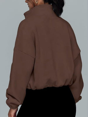 Liber Autumn Women's Zipper Solid Color Sweatshirts&Hoodies