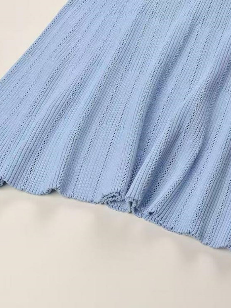 Waist Flared Sleeves Knitted Top Fishtail Skirt Workplace 2-piece Sets