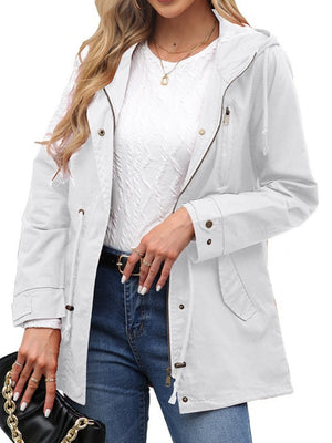 Cotton Loose Solid Color Pocket Hooded Jackets