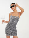 Sequined Slip Dress, Tight Backless Mini Skirt, Bodycon Skirt