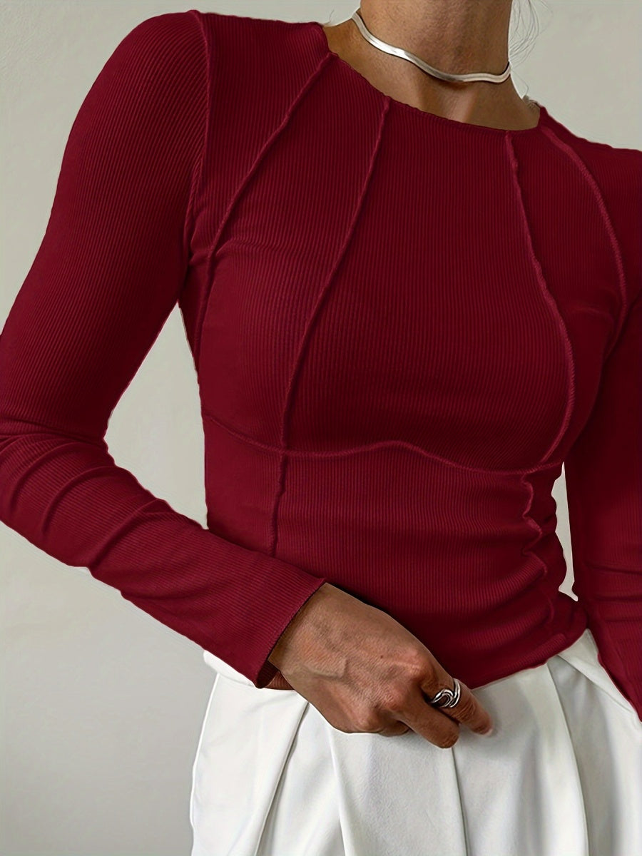 Navel Solid Color Long sleeve Blouse