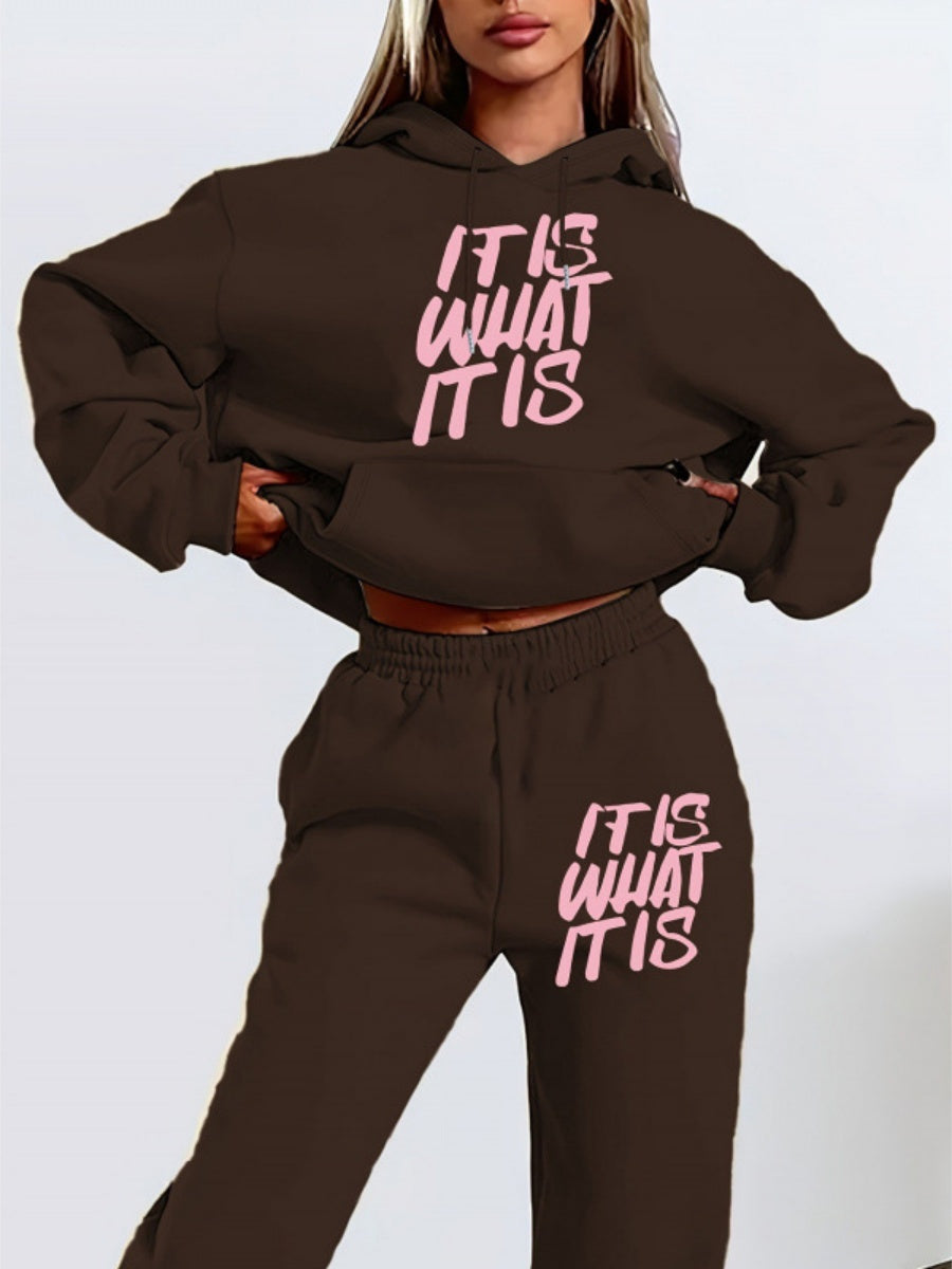 Printed Letter Leisure Hoodies Sweatpants 2-piece Sets