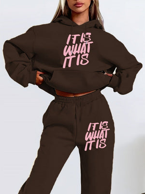 Printed Letter Leisure Hoodies Sweatpants 2-piece Sets