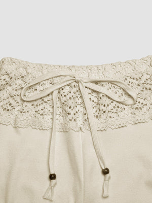 Lace-trimmed Casual Sexy Yoga Flared Pants