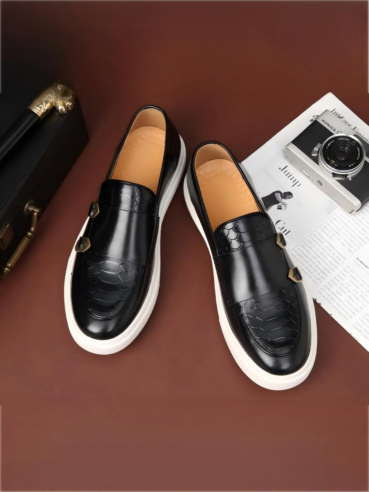 Snakeskin Embossed Slip-on Loafers