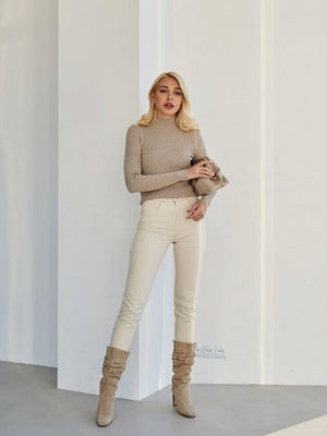 Half Turtleneck Solid Color Tights Versatile Sweaters
