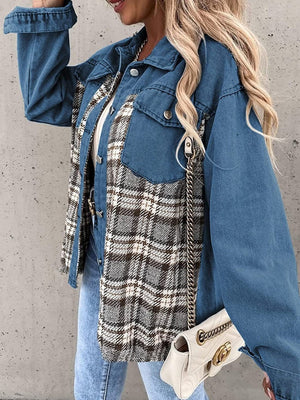Liber Autumn Women's Contrasting colors Plaid Jackets