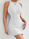 Slim-fitting, Sleeveless, Fitted Short Dress