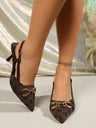 Pointed-toe Metal Chain Printed High Heels