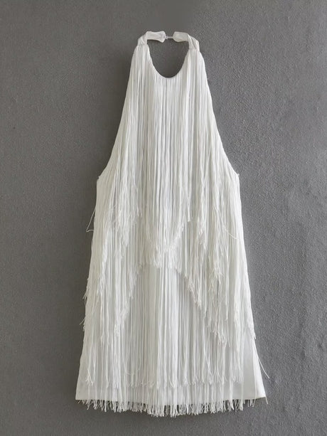 Halter Sleeveless Tassel Mini&Short Dresses