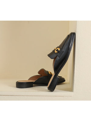 Liber Spring and Autumn Metal Buckle Holster Ladies Flat Shoes