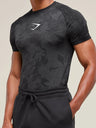 GYMSHARK Sports Fitness Running Printed Tight T-shirts