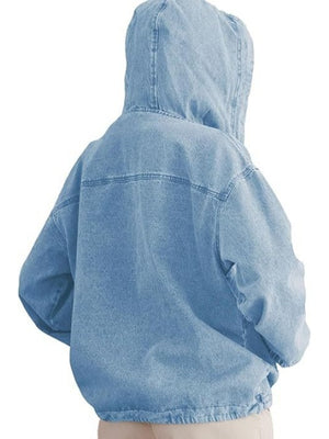 Button-up Pullover Denim Hoodie