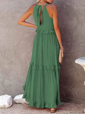 Camisoles Loose-fit Multi-story Irregular Solid Color Maxi Dresses