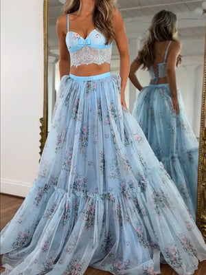 Floral Chiffon Elegant Midi Skirt Halter Neck Strap Set 2-piece Sets