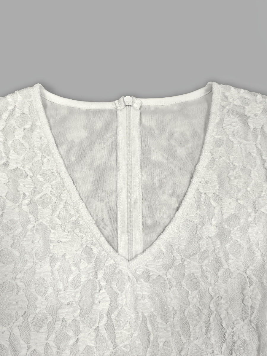 Lace V-neck Long Sleeve Maxi Dresses