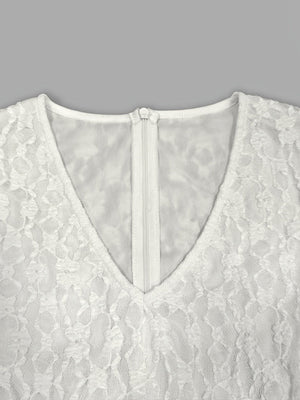 Lace V-neck Long Sleeve Maxi Dresses