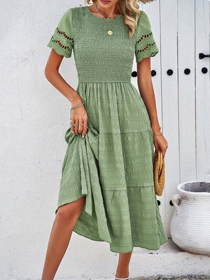 Hollow-out Lace Sleeves, Long Hollow-out Dress