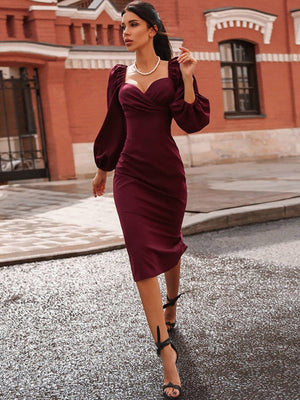 Long Sleeve Off Shoulder Sexy Backless Slim Fit Dress