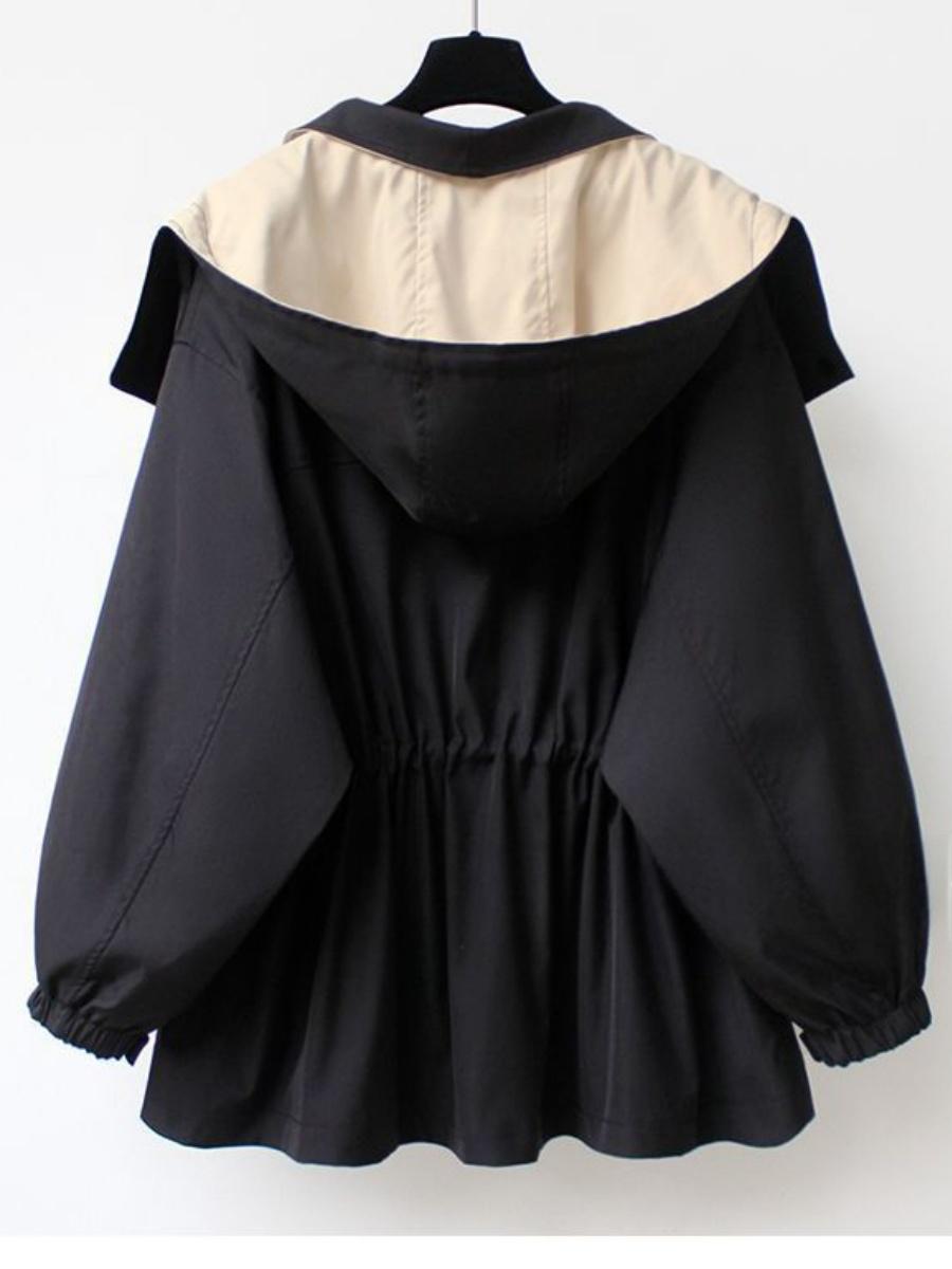 Contrasting colors Double collar Loose Trench Coats