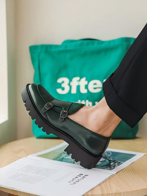 Patchwork Platform Slip-on Loafers