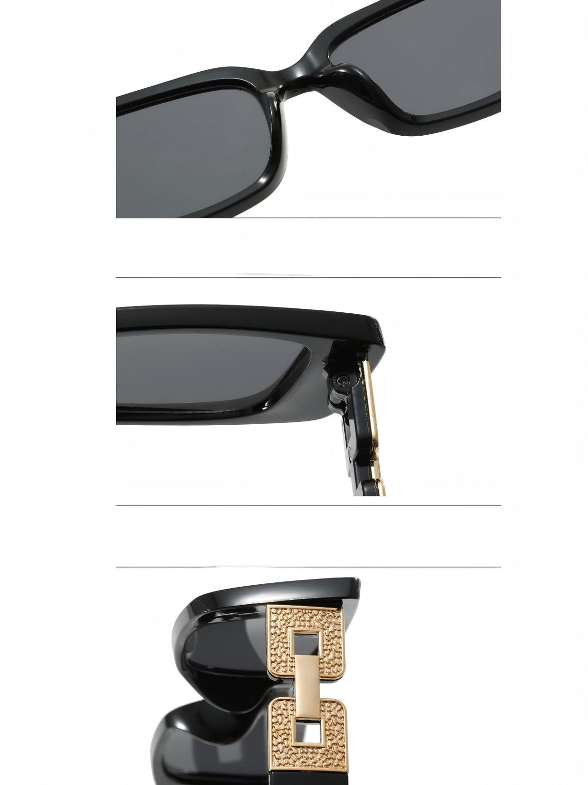 Lunettes de soleil à monture étroite et branches en chaîne