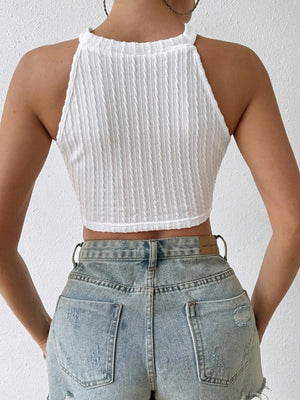 Tassel Textured Fabric Short Cropped Tank Top