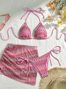 Embroidery Gradient Pattern 3 Piece Bikinis