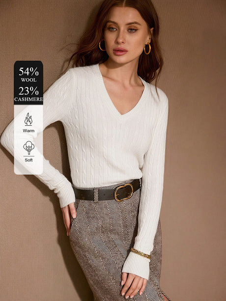 Superfine Merino Wool Cashmere Silk V Pullover Sweater