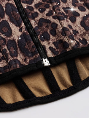 Rhinestone-studded Body Shaping Fish Bones Leopard Print Camisoles