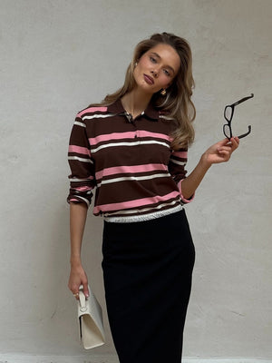 Liber Autumn Women's Stripes Stripes Polo T-shirts