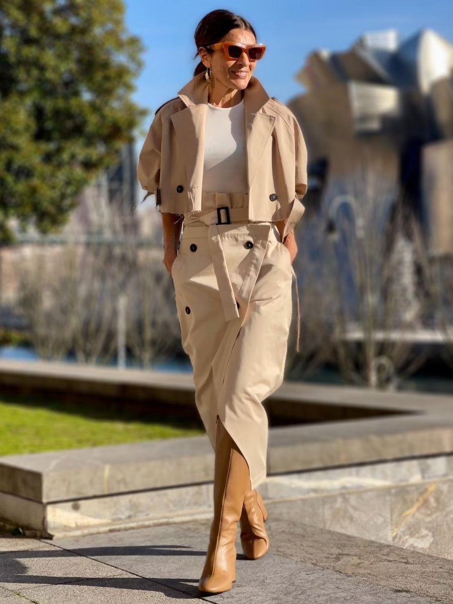 Liber Autumn Women's Buttons Trench Coats