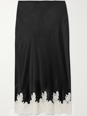 Lace Stitching Satin Camisoles Skirt 2-piece Sets