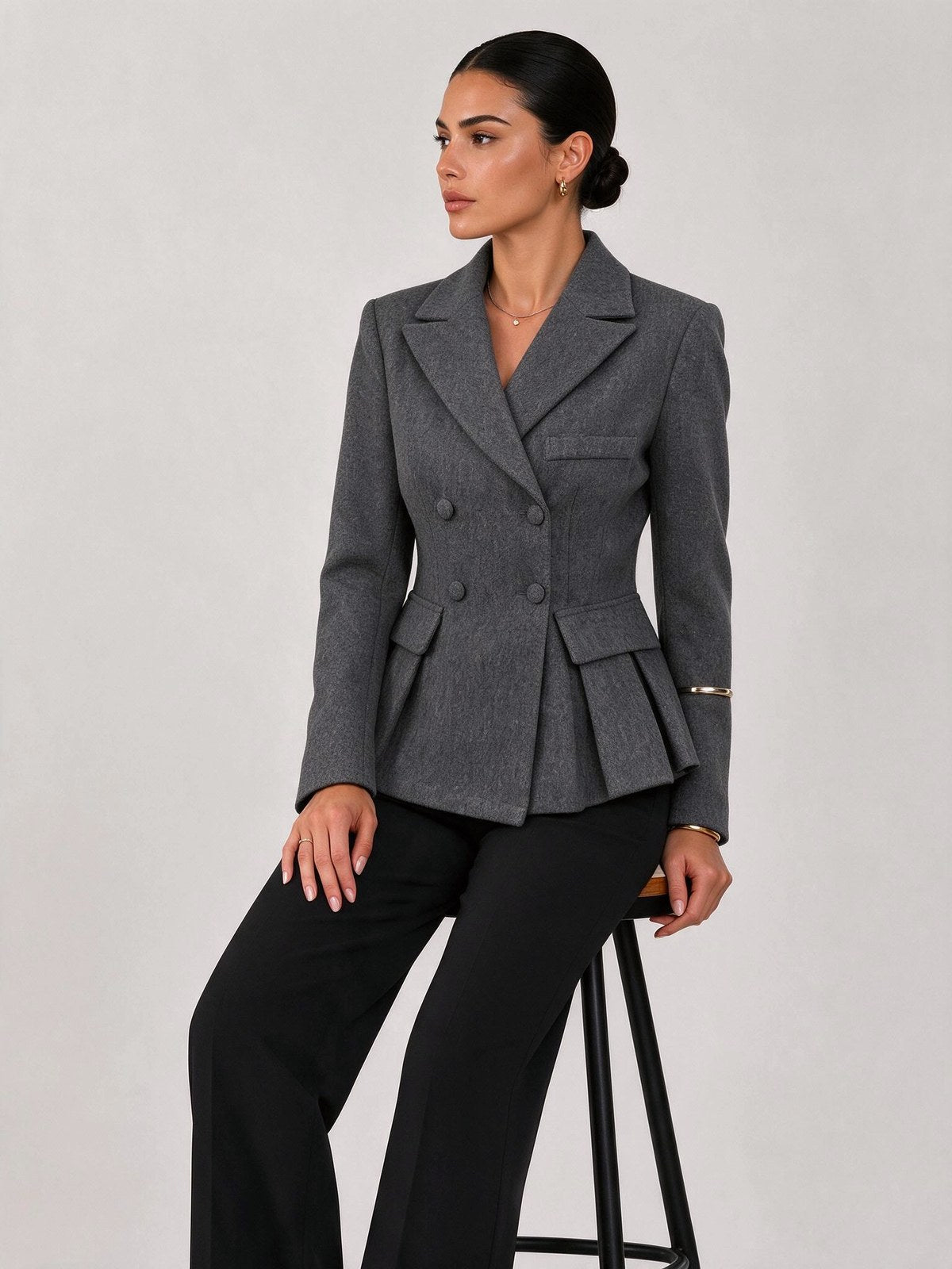 Buttons Solid Color Blazers