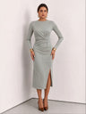 Solid Color Knot, Slit Solid Color Midi Dresses