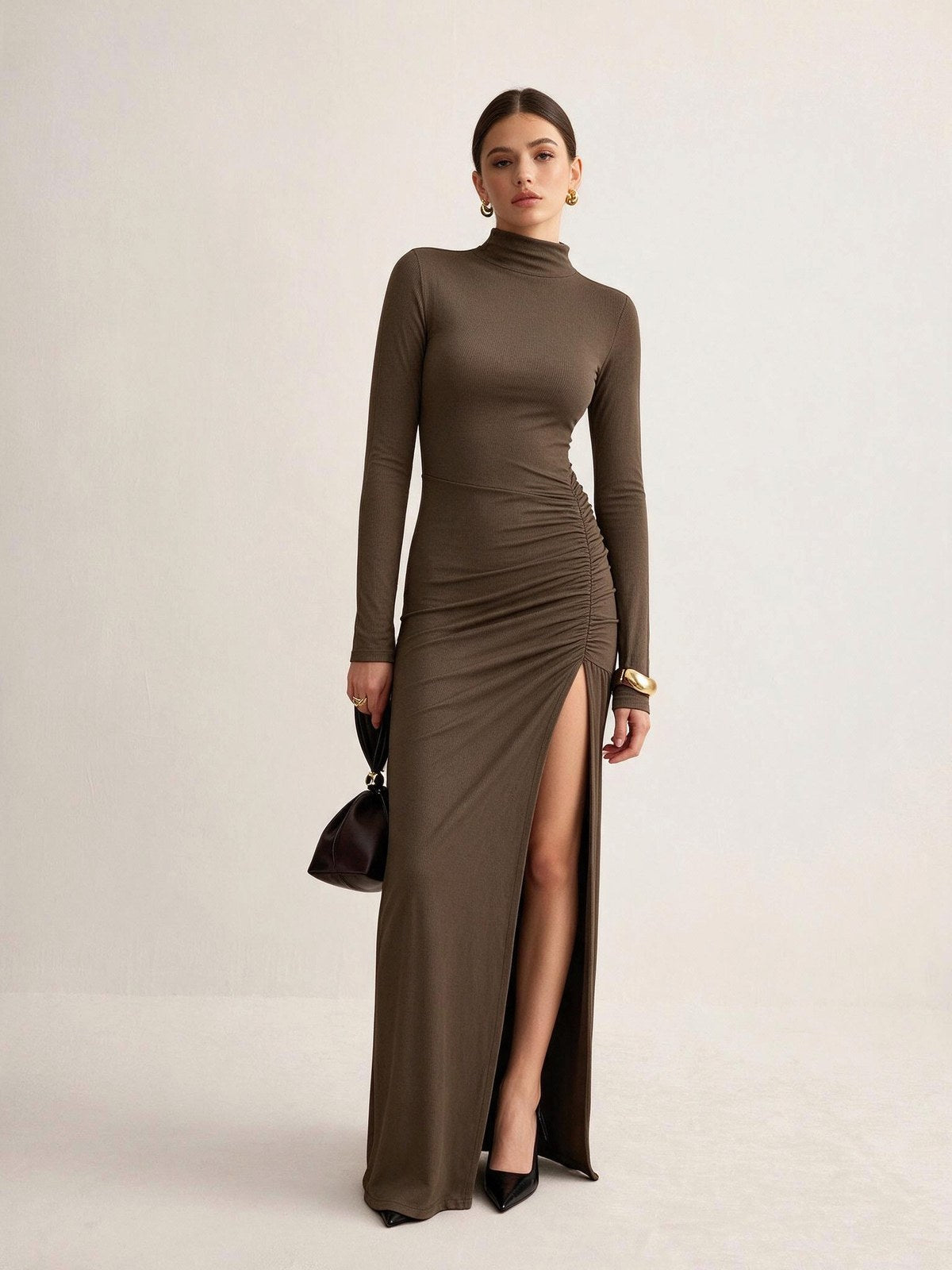 Slit Solid Color Maxi Dresses