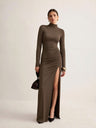 Slit Solid Color Maxi Dresses