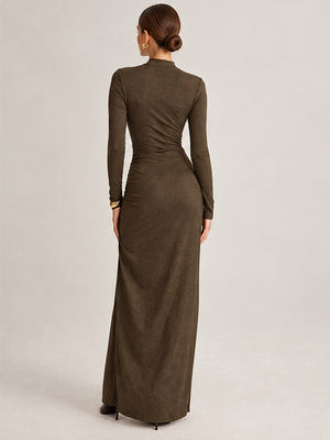 Slit Solid Color Maxi Dresses