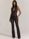 Ärmelloser, sexy Jumpsuit &amp; Body mit Spitzenbesatz, hoher Taille, schmaler Passform, ausgestelltem Schnitt, Knöpfen und aufgesetztem Rock