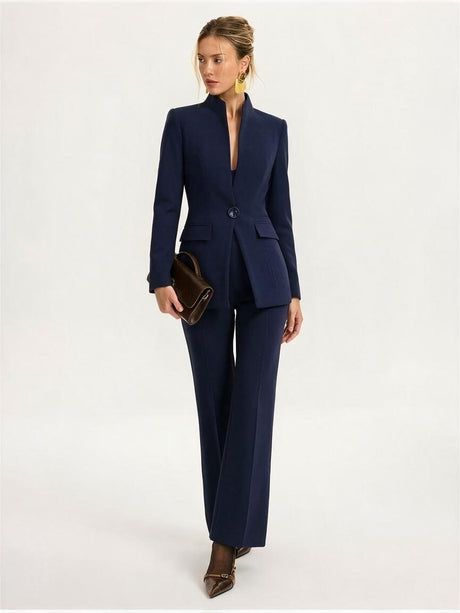 Ensemble blazer à un bouton et pantalon long deux pièces